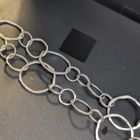 Lia Sophia Aqua Glass Pendant Necklace Silver Statement Coastal Quiet Luxury - Picture 8 of 9